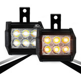 Par Faro 6 Led Dually Bicolor Luz Fija Estrobo Blanco Ámbar