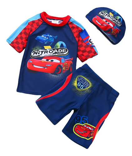 C Traje De Baño 3 Pzs Niños Cars Lightning Mcqueen Ropa Play