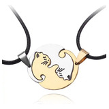 Collar Yin Yang Gatitos Parejas Amigos 2 En 1 Acero