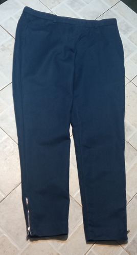 Pantalón Capri De Tela Azul Basement Talla 42. 