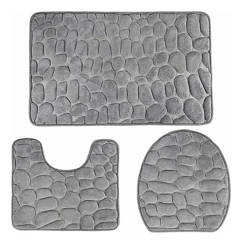 Juego De Alfombrillas Antideslizantes 3pcs Para Inodoro Baño