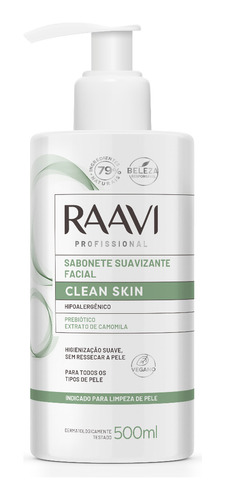 Sabonete Suavizante Limpeza De Pele Clean Skin Raavi 500ml