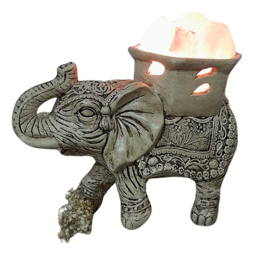 Elefante Cesta Calada , Lámpara Sal De Himalaya Completa !!