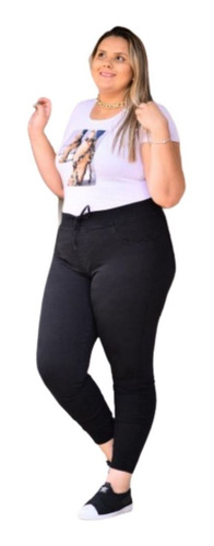 Calça Jogger Feminina Cintura Alta Plus Size Do 52 Ao 58