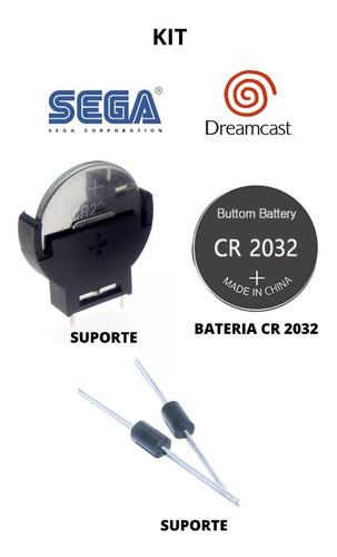 Kit Suporte Bateria 2032 Sega Dreamcast + Diodo 1n4007 