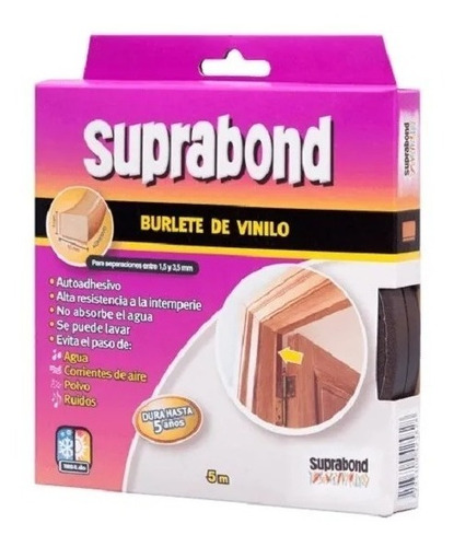 Burlete De Vinilo Autoadhesivo Suprabond 5 Mts Color Blanco