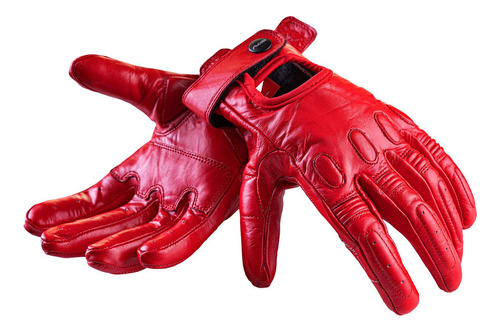 Guantes Cuero Moto Stav Lady Style Protection Shock Control Color Rojo Talle S