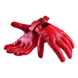 Guantes Cuero Moto Stav Lady Style Protection Shock Control Color Rojo Talle S