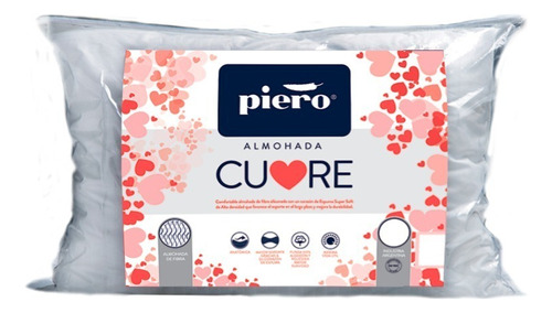 Almohada Piero Cuore 70x40 Fibra Corazón Espuma Pack X 2uni.