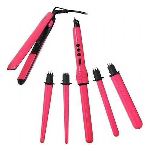 Kit De Ferro Profesional Stylisé 6 En 1 Con Plancha Pink 