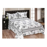 Cubrecama 1 1/2 Colcha Quilt + Funda Almohada Blanco Negro 