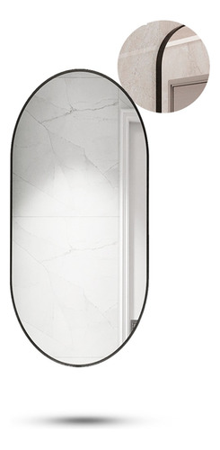 Espelho Com Moldura Suporte Preta Oval 80x40cm Decorativo