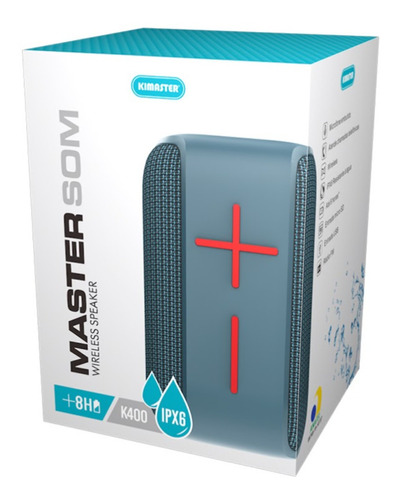 Caixa De Som Bluetooth Ipx6 Resistente Água Kimaster K400 Cor Azul