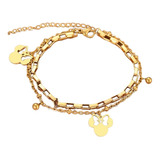 Pulseira Joias Feminina Com Pingente Minnie Ajustável