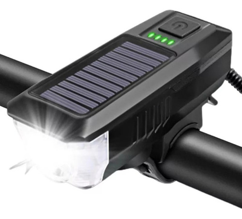 Lámpara Led Para Bicicleta Con Recarga Solar/usb Con Claxon