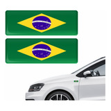 Par Adesivos Decorativo Bandeira Brasil Resinado 2x5cm 