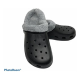 Pantufla Zueco Eva Con Peluche Winter Negro Gris Airness