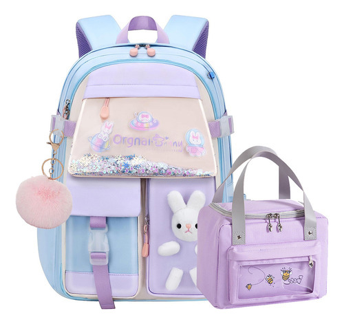 Mochila Kawaii Con Forma De Conejito Para Niñas, Con Lon [u]