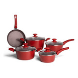 Conjunto Panelas 5pcs Ceramic Life Optima Vermelho Brinox