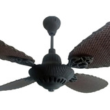 Ventilador De Techo S I T E C Fundición Negro Y Palas Rattan