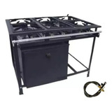 Fogão 6 Bocas Com Forno Cozinha Industrial + Kit Mangueira