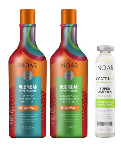 Inoar Bombar Shamp E Cond+cicatrifios Ampola 45ml