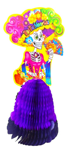 1 Adorno Catrina Con Falda Morada 3d Para Dia De Muertos