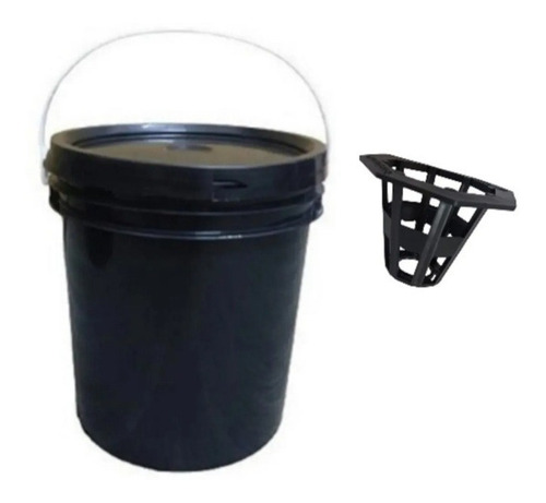 Balde 20l Tacho Negro Con Tapa Cultivo Hidroponia Liquidos