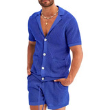 Conjunto De Praia Masculino Com Blusa Curta E Shorts