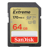 Cartão Sdxc 64gb Sandisk Extreme 4k 170mb/s Uhs-i V30 U3 C10
