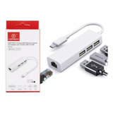 Cabo Adaptador Tipo C Para Rede Ethernet Rj 45 Usb 3 Portas