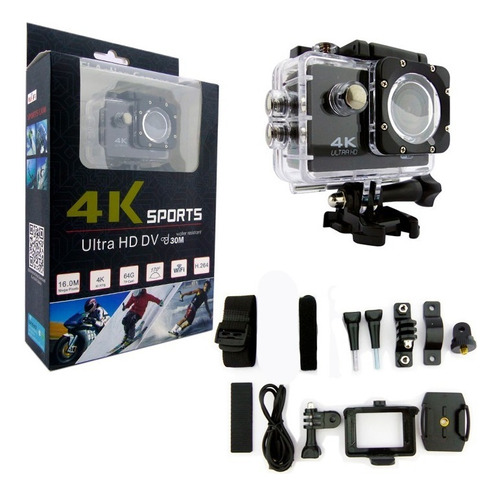 Camara 4k Full Hd Sports Wifi Resistente Al Agua Color Negro