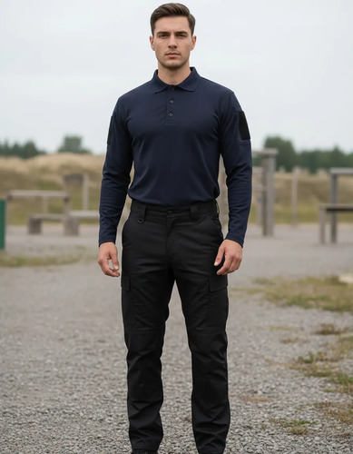 Conjunto Tactico Pantalon Modelo Cargo Y Polo Manga Larga