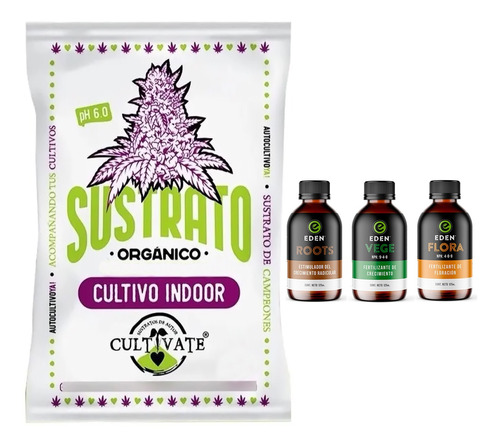 Sustrato Cultivate Indoor 25lts Eden Roots Vege Flora 125cc