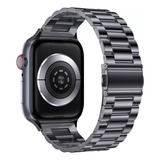 Pulseira De Aço 3 Elos Inoxidavel Compativel Com Apple Watch Iwatch 9 8 7 6 5 4 3 2 1 Se 38mm 40mm 41mm - Cor Preto