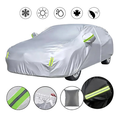 Cubierta Funda Auto Protector Impermeable Con Reflectantes Color Plateado Tianzhi