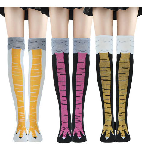 Calcetines Dibujos Moda Unisex Calceta Patas De Pollo,3pares