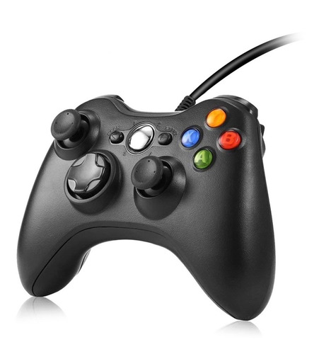 1 Controle Com Fio Xbox 360 Pc Slim 2 Metros Preto