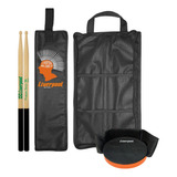 Kit Baqueta Bateria Liverpool Com Bag Compacta E Pad Estudo