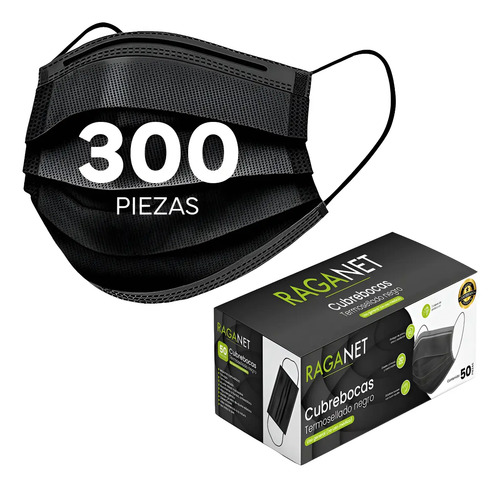 Cubrebocas Tricapa Termosellado Plisado Negro Azul 300 Pzas | MercadoLibre