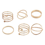 Set De 6 Anillos Dorados Para Mujer