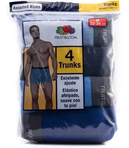 Pack De 4 Boxer Corto Azules Caballero Fruit Of The Loom | Envío gratis