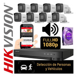 Kit Dvr Seguridad Hikvision 8 Camaras Full Hd C/ Audio 1 Tb