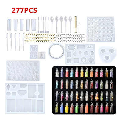 Molde De Silicona Para Llavero, Molde Para Joyas, 277 Pzs, Conjunto De Artesanía De Resina Colorida Para Hacer Aretes, Collares, Colgantes, Llaveros, Joyas Diy | MercadoLibre