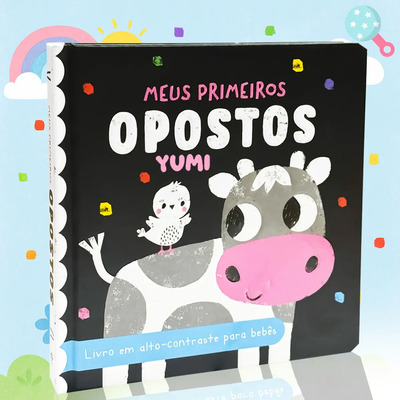 Livro Bebê Alto Contraste Interativo Primeiros Opostos: Estímulo Visual Sensorial Para Recém-nascidos 0 A 6 Meses