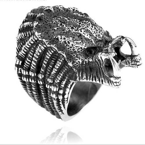 Anillo Color Plata Skull Depredador Acero Inoxidable Hombre 