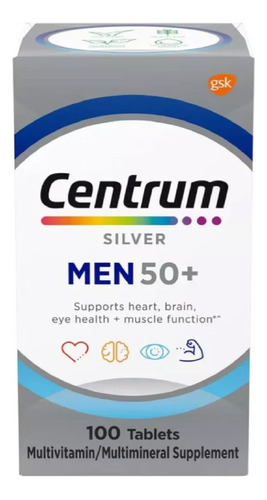 Centrum Silver Men 50+ Americano 100 Tabs Hombre +50 Años Sin Sabor