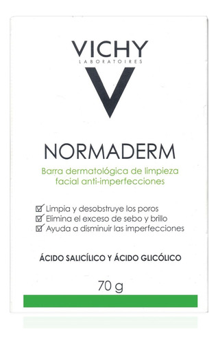 Jabon Facial En Barra Limpiador, Acido Salicilico, Vichy 70g