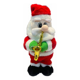 Boneco Papai Noel Musical Toca Saxofone Pelúcia 36cm