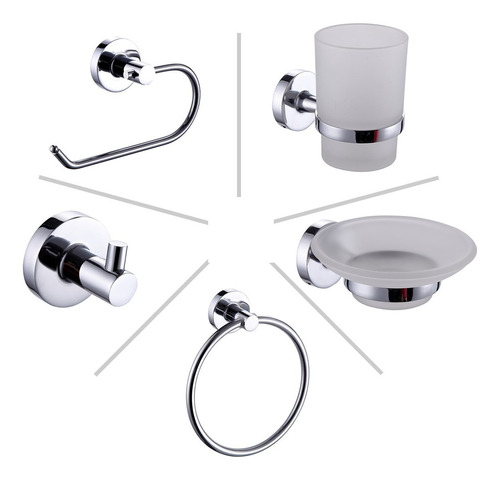 Set Accesorios Baño Linea 12000 Peirano 5 Piezas Metalicas 